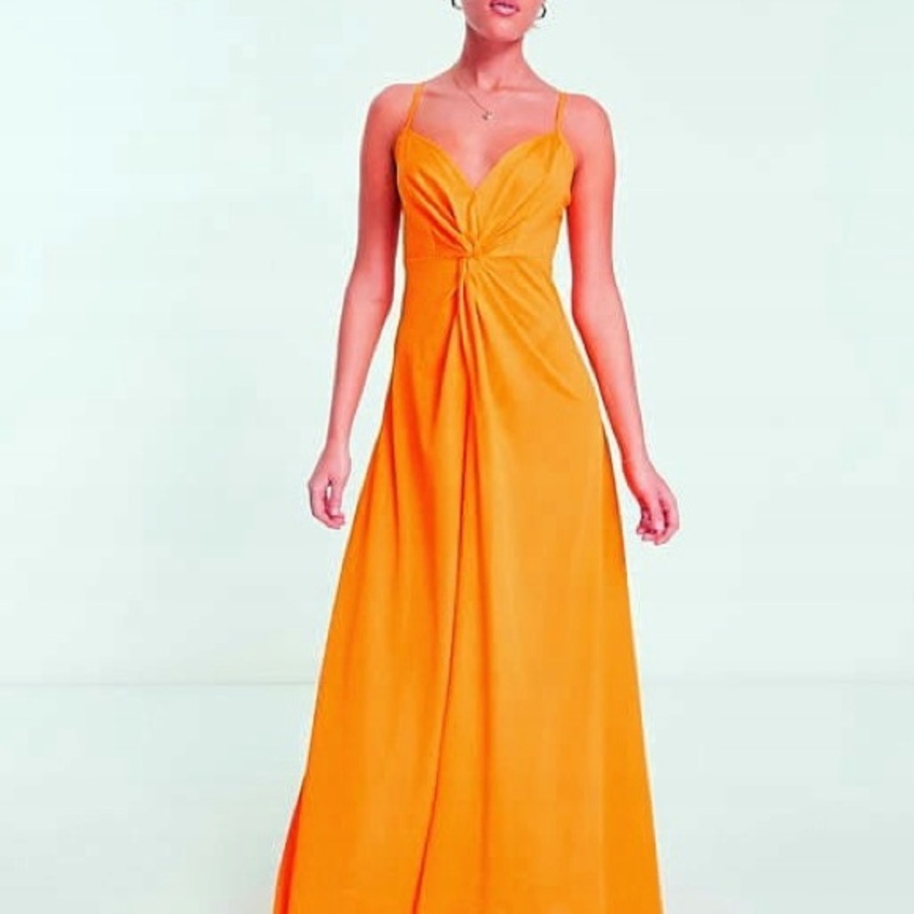 ASOS Design Marigold Orange Maxi Dress Twist Front Spaghetti Strap Size 4